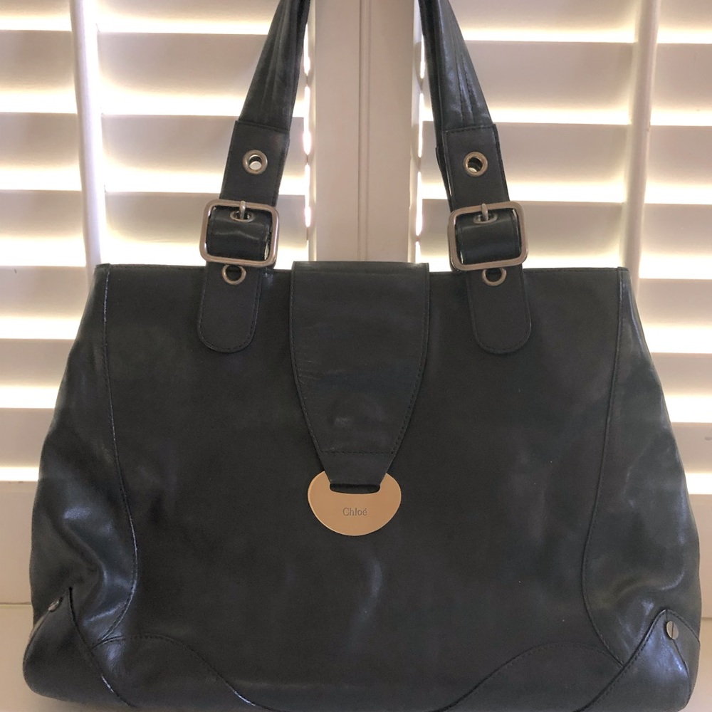 Chloé East-West Shoulder Bag in Black Calfskin Leather